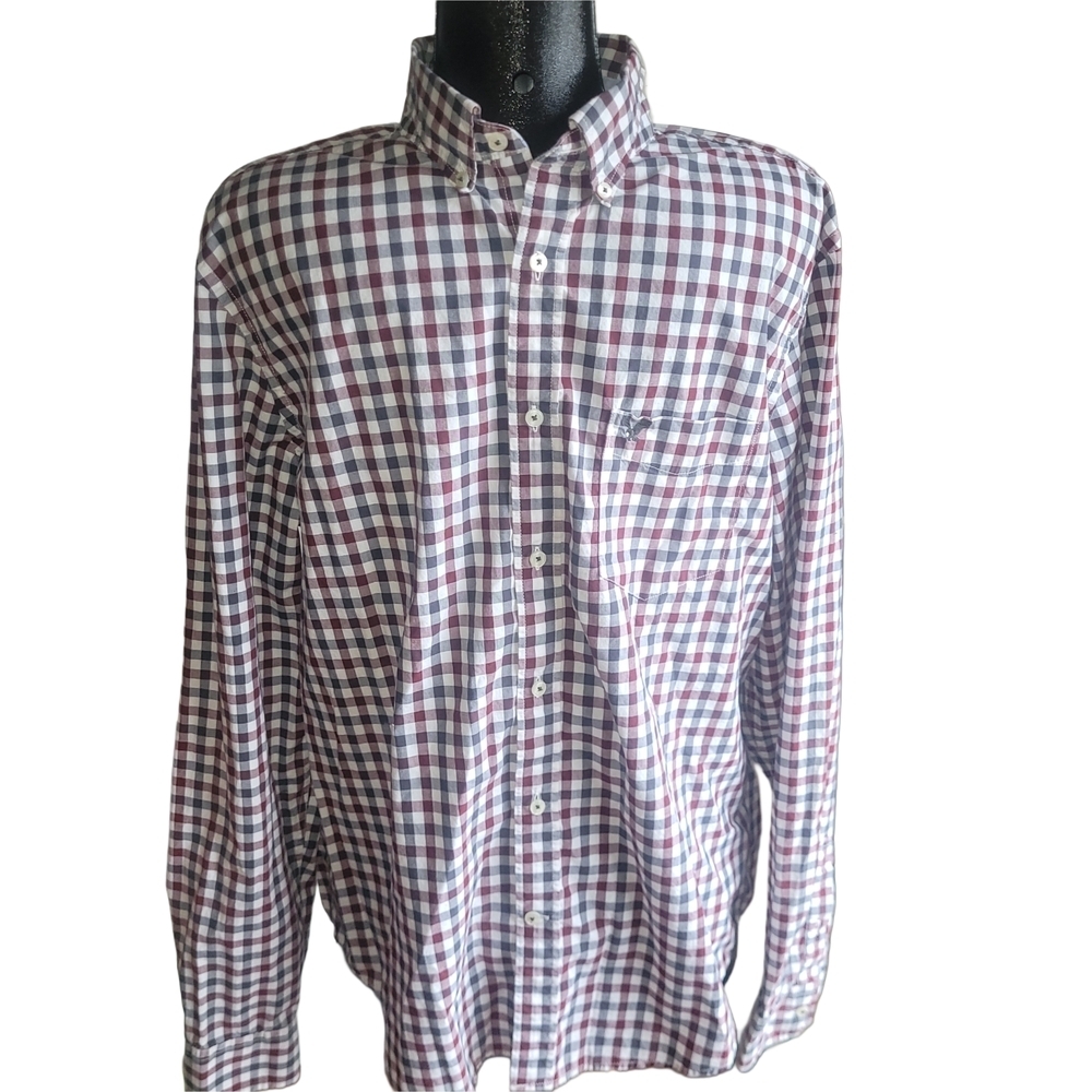 American Eagle Burgundy and Grey  Checkered Shirt Size XL